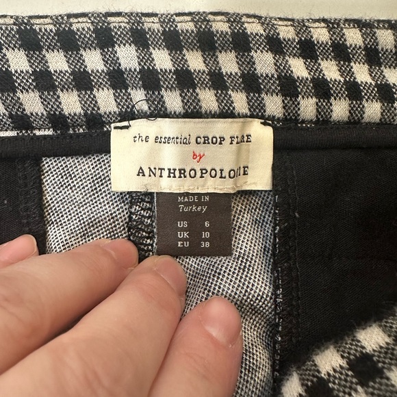 Anthropologie Gingham Crop Flare Pants-Size 6 - Picture 3 of 7